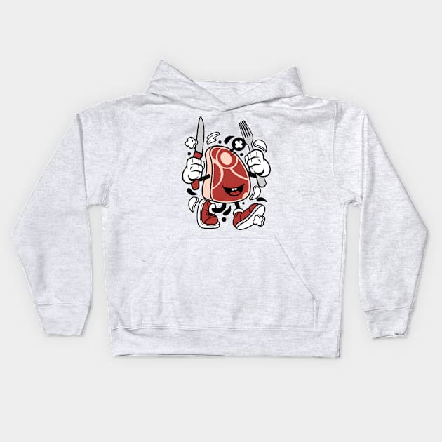 Meat Cartoon Style Kids Hoodie by p308nx